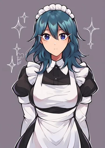 score_9, score_8_up, score_7_up, score_6_up, score_5_up, score_4_up, BREAK source_anime,
1girl, byleth (fire emblem) (female), maid, solo, maid headdress, blue hair, blue eyes, breasts, simple background, white background, large breasts, closed mouth, long sleeves, enmaided, apron, medium hair, long hair, dress, looking at viewer
<lora:purrlucii_style:1>