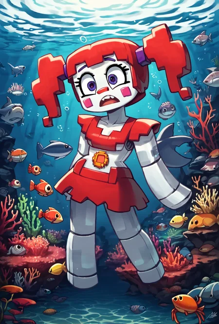 score_9, score_8_up, score_7_up, best quality, good quality ,, character focus, solo, , best quality, <lora:circbab-08:1> circbab, solo, robot, red hair, twintails, 1girl, open eyes, detailed background, water background, underwater, coral reef, fish, shark, whale, crabs, masterpiece, <lora:Vanitaker:1> vanitaker