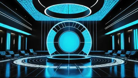 building, 21st century modern, architecture of a Ring system, in a Matrix setting, ultrasharp, perfect background, elaborate, artistic, ambient background, excellent composition, intricate artistic color, cinematic, perfect composition, beautiful, luxurious sharp focus