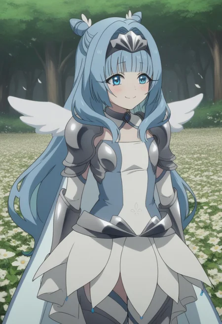 Sylphy, long hair, bangs, blue eyes, blue hair, wings, blunt bangs, hair bun, armor, hair intakes, magical girl, shoulder armor,
(nsfw), (uncensored), (score_9), score_8_up, score_7_up, source_anime, cowboy shot, dynamic pose, 1 Female, solo, happy smile joy, blush, ashamed, shy, sexy, charming, alluring, seductive, enchanting, erotic,
((outdoors)), ((flower garden)), ((flowers)), ((many flowers)), spring petals, petals of flowers, spring, falling petals, flying butterflies,