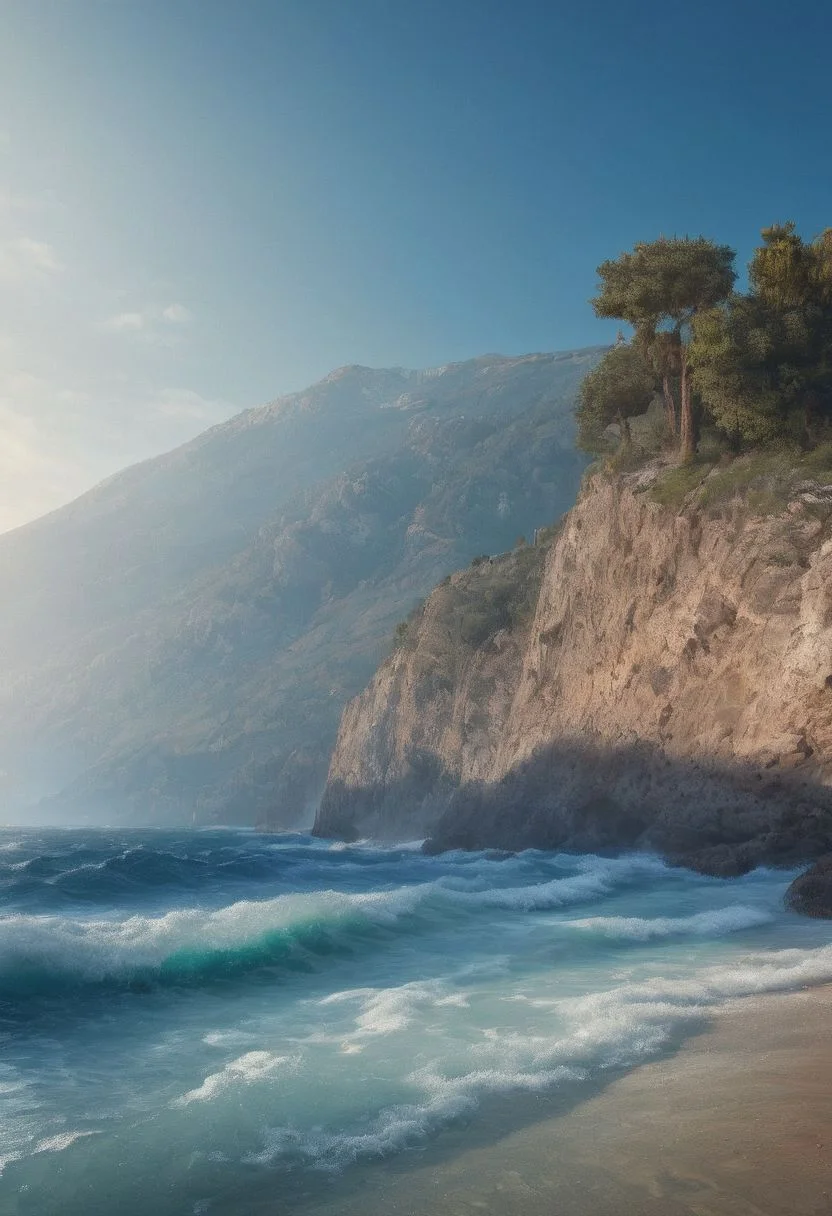 scenery, painting by ivan aivazovsky, image of the sea, ocean, translucent waves, (fantasy scenery:1.3),(ultra realistic:1.3), (hyperrealistic 3d render), intricate details, highly detailed, high resolution, HDR, realistic, dusty sunlight, ray_tracing, sun_flare, cinematic (beautiful detailed face:1.0), perfect lighting, (vivid colors:1.3, color full:1.3), ultra detailed 8k cg, (best quality), (masterpiece:1.4), bokeh, depth of field, photorealistic, caustics, perfect shading,