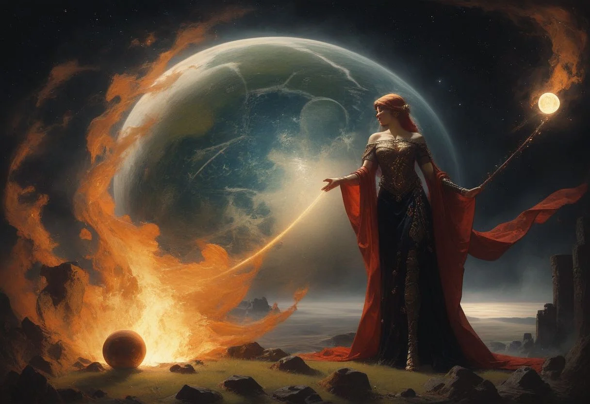 score_9, score_8_up, score_8_up, planet earth, space, dark theme, masterpiece, planet engulfed in fire, composed of fire elements dark, fire element, warm glow, backlit, ph4nt0m01l, <lora:add-detail-xl:0.4> <lora:Fant5yP0ny:0.8>
