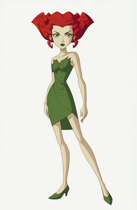 ((score_9)), score_8_up, ((high quality)), ((masterpiece)) BREAK
poisonivy04, strapless dress, red updo, pale green skin, bare shoulders, green eyes, lipstick, full body<lora:pony_good_hands:0.8>,<lora:The_Batman_2004_Poison_Ivy:0.8>