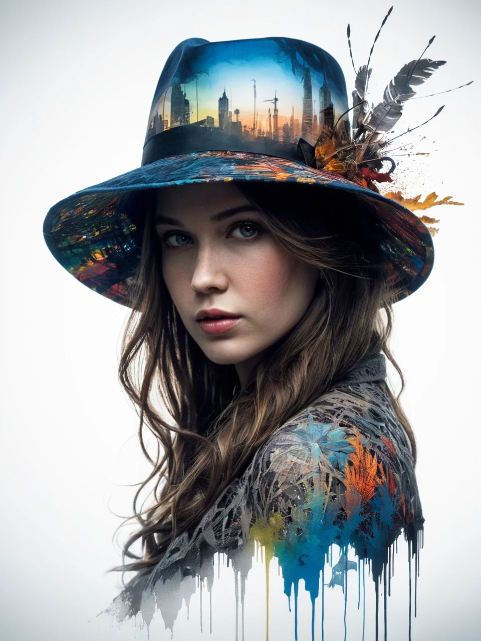 mysterious silhouette woman with hat, by Minjae Lee, Carne Griffiths, Emily Kell, Steve McCurry, Geoffroy Thoorens, Aaron Horkey, Jordan Grimmer, Greg Rutkowski, amazing depth, double exposure, surreal, geometric patterns, intricately detailed, bokeh, perfect balanced, deep fine borders, artistic photorealism , smooth, great masterwork by head of prompt engineering <lora:add-detail-xl:2> <lora:Double_Exposure:0.5>