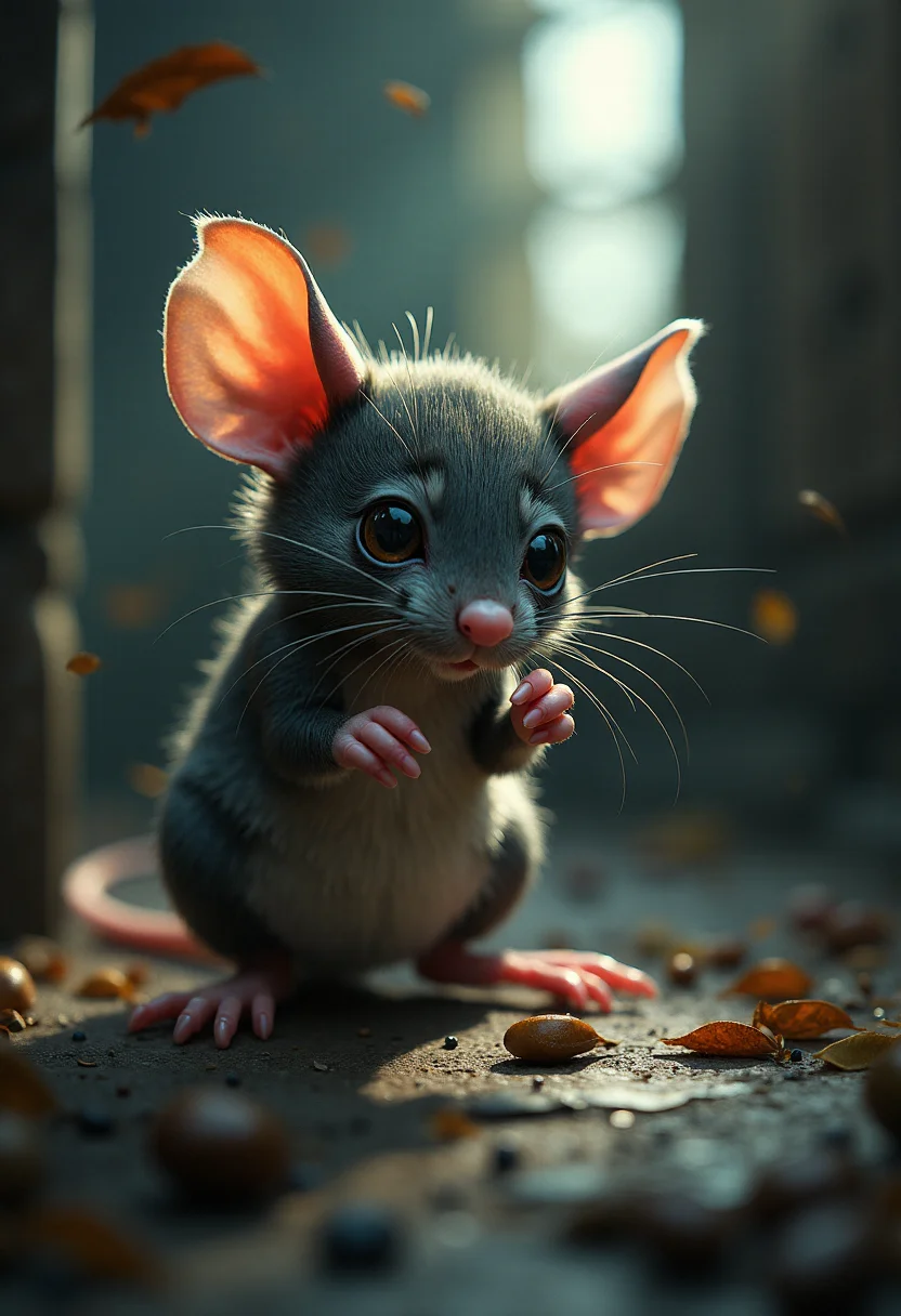 (perfect quality), (extreme detail), (high resolution), (specular highlights), bob the vampire mouse scurries about this house always in search of prey