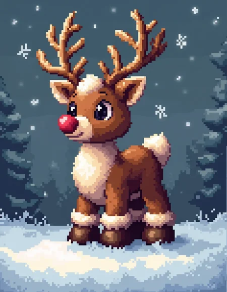 A pixel art illustration of Rudolph<lora:General Flux\pixel-art-christmas.safetensors:0.9:1.0>