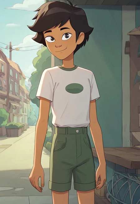 score_9, score_8_up, score_7_up, source_anime, anime illustration, masterpiece, best quality, lots of details, outdoors, BREAK 1boy, solo, 18 years old, femboy:0.1, adult, scottdenoga, black hair, black eyes, short hair, brown hair, looking at viewer, indoors