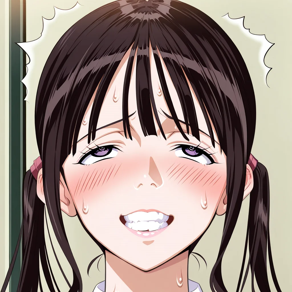 score_9, score_8_up, score_7_up, source_anime,(extremely detailed CG), (best quality), 1girl, brown hair, solo, blush, long hair, sweat, teeth, purple eyes, smile, clenched teeth, looking at viewer, ^^^, lips, ahegao
,kaede,twin tails,
<lora:ss-brain:0.9>