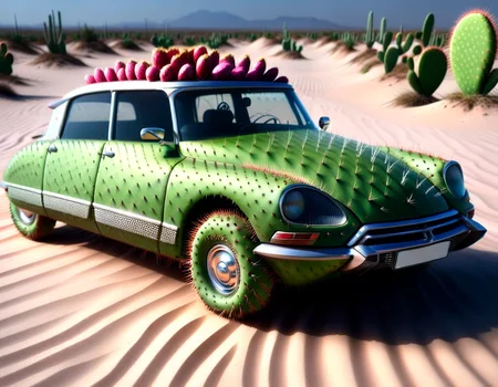 citroen ds, desert, sand, lizard
, Prickly Pear Style