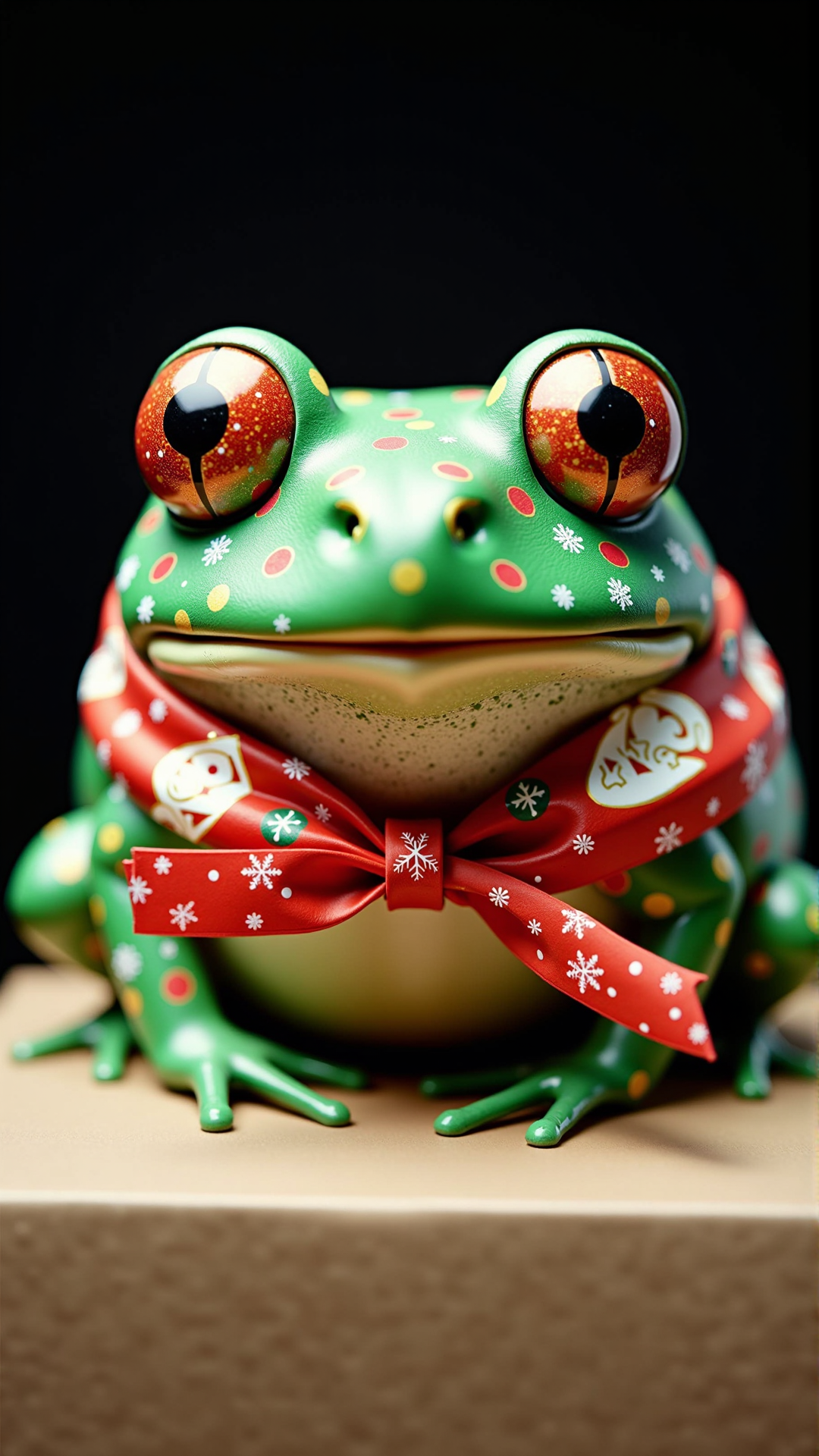An image of a ChristmasWrapped Frog. It is entirely wrapped up in christmas wrapping paper.
<lora:ChristmasWrappedFlux:0.6>
