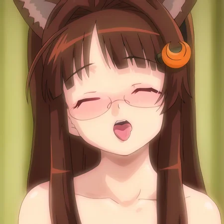 tongue out, tsuji suzuran, closed eyes
