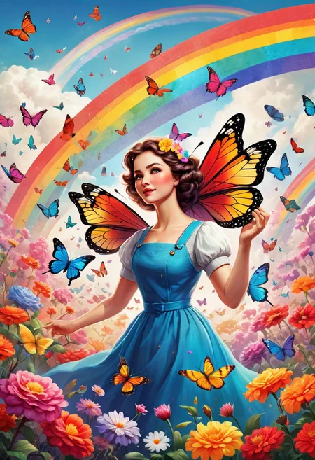 Flowers, masterpiece, dream, fantasy, epic, chaos, magnificent, rainbow, cute, retro style, International Women's Day, Holiday, communism, uber realistic , hd, epic quality, butterfly