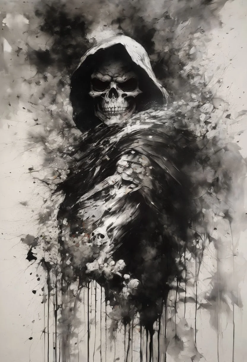 Maniacal Skeletor, beautiful epic Film Noir, epic black and white SHADOWS, by Andre Kohn , Carne Griffiths , Guido Crepax and Milo Manara, a masterpiece, 32k resolution, molecular precision."
Weight:1