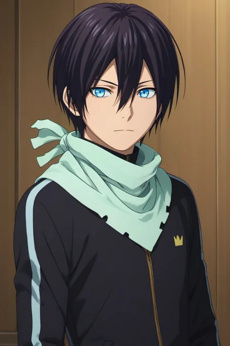 score_9, score_8_up, score_7_up, , rating_safe, intricate details, (3d:0.4), , , 1boy, solo, male focus, <lora:yato_noragami_pony:0.88>, yato_noragami, black hair, blue eyes, short hair, hair between eyes, scarf, , , <lora:sdxl_lightning_8step_lora:1>
