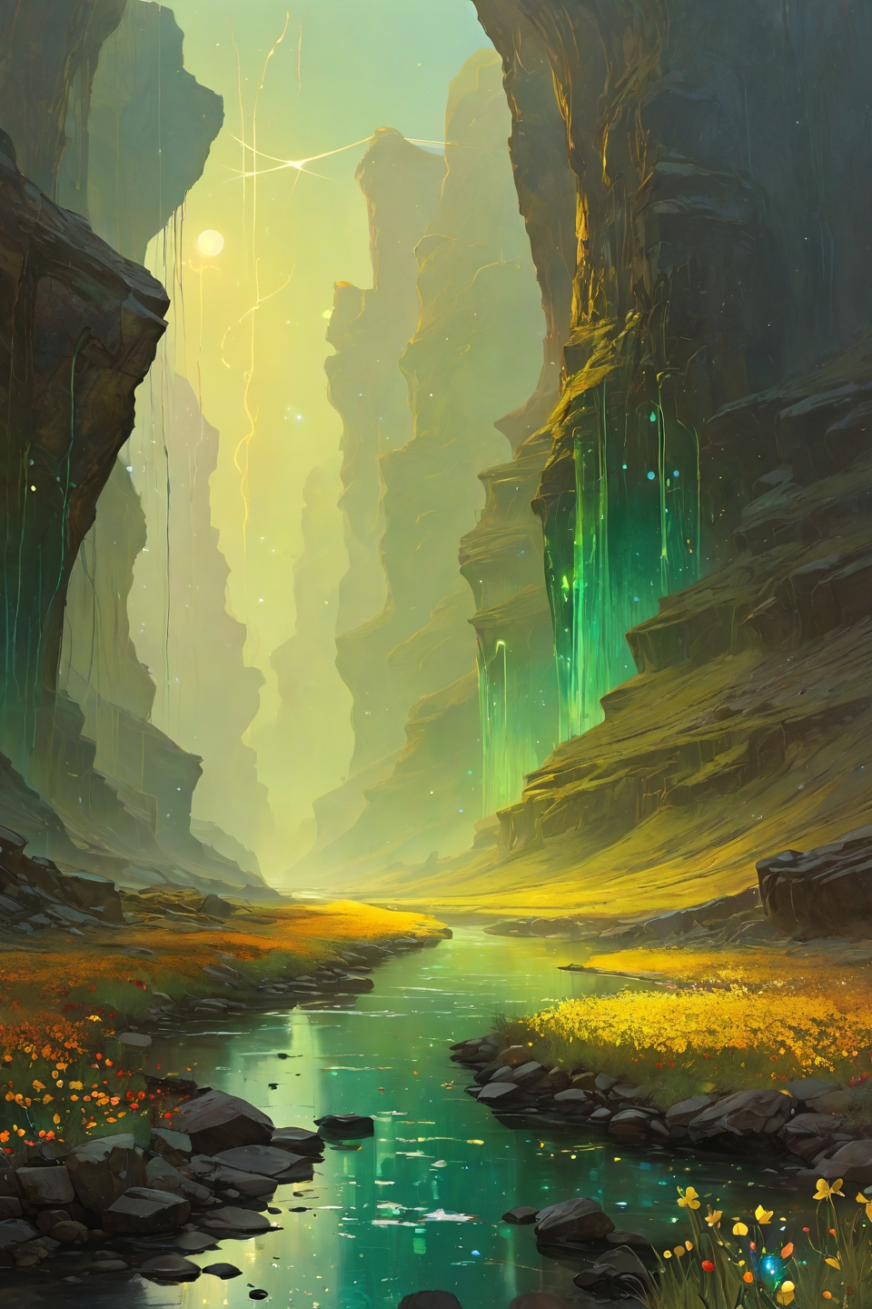 Landscape,Landscape creator,A Crack in Realityto other world,  A glowing meadow where flowers hum with energy river of molten glass,  star nurseries visible in daylight, Colonies of carnivorous orchids digesting light spectra, solstices emitting gravitational sonar pulses, electromagnetic rains aligning iron sands into spirals, Art painting by Jeremy Lipking and Akira Toriyama and John Atkinson Grimshaw, featured on Maciej Kuciara,,
<lora:extremely_detailed:0.7> extremely detailed ,
<lora:add-detail-xl:0.7>,
 <lora:softdigital2x2:0.15>,
 <lora:EpicF4nta5yXL:0.3>,, Magic realism painting art style, surreal compositions, vibrant colors, blurs the line between reality and fantasy