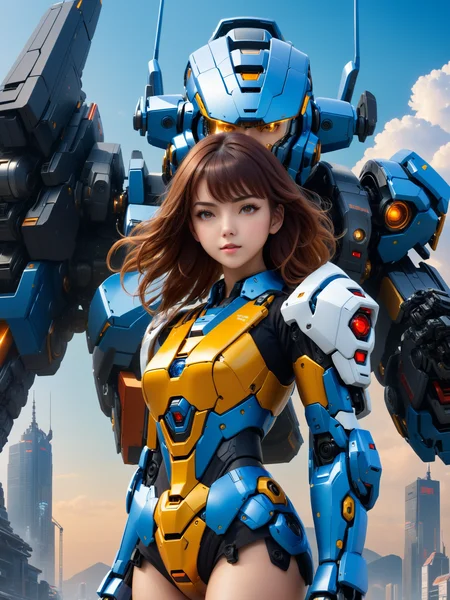 Advertising poster style 1girl,mecha,full_shot,(best quality, 8k, High resolution, Highly detailed, very attractive),<lora:JACG1.0:1>, . Professional, modern, product-focused, commercial, eye-catching, highly detailed