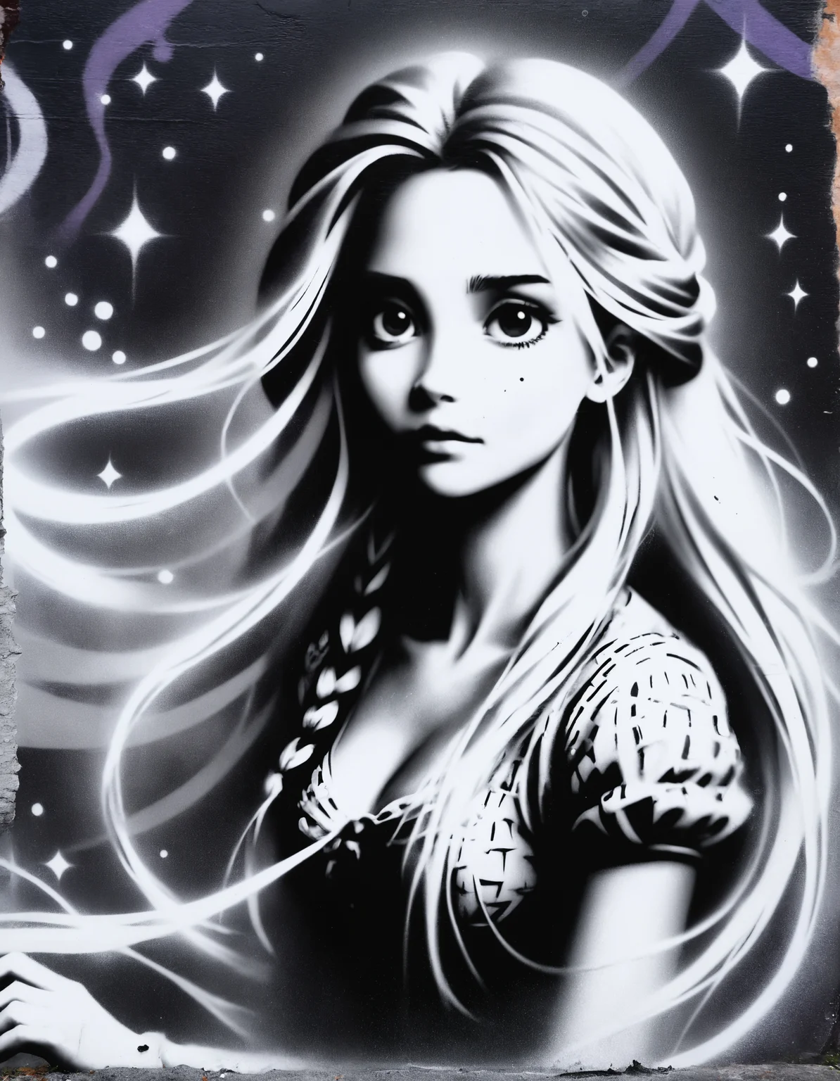 zavy-fzzgrfft, grafftiti of rapunzel, screentone