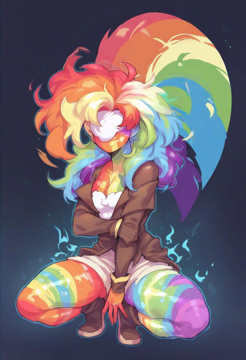 score_8_up, score_7_up, score_6_up, score_5_up,
solo, magical girl, looking at viewer, full body, simple background,
DSP, artist:DSP, mogeko,
faceless, no eyes, no mouth, no nose, no facial features, long fiery hair, body made of plasma, white fiery hair, white plasma, white skin, multicolored fiery hair, multicolored plasma, (rainbow skin:2), (rainbow colored hair:2)