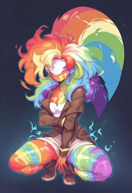 score_8_up, score_7_up, score_6_up, score_5_up,
solo, magical girl, looking at viewer, full body, simple background,
DSP, artist:DSP, mogeko,
faceless, no eyes, no mouth, no nose, no facial features, long fiery hair, body made of plasma, white fiery hair, white plasma, white skin, multicolored fiery hair, multicolored plasma, (rainbow skin:2), (rainbow colored hair:2)