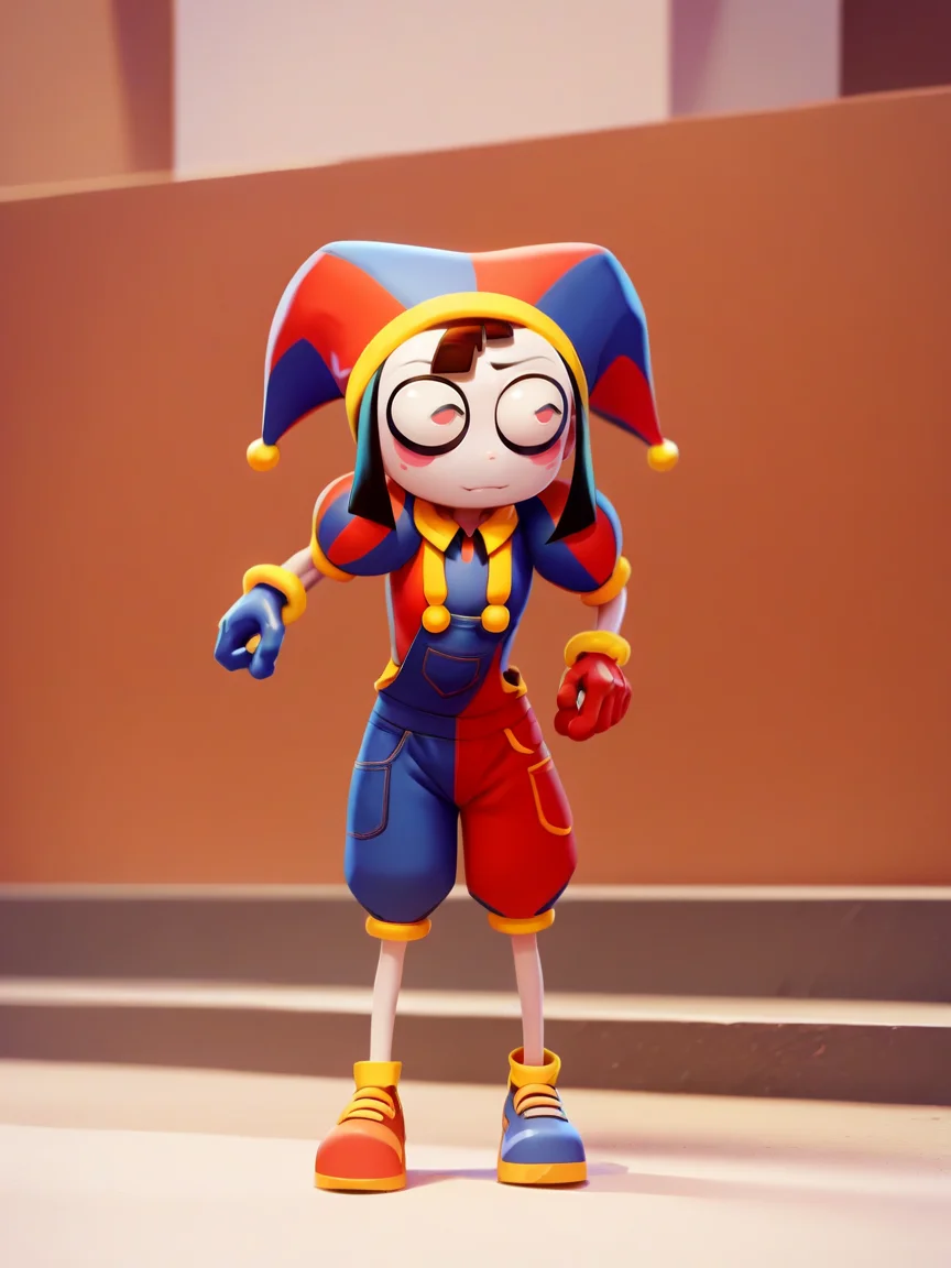 score_9, score_8_up, score_7_up, score_6_up, score_5_up, <lora:ADCXLP:1> adc, overalls, shoes, jester cap, 1girl