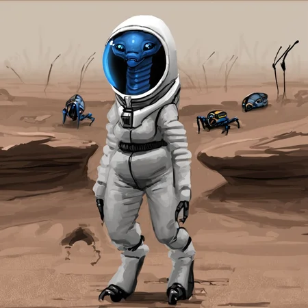 meandracoalien, alien, insect, spacesuit, wastelands
