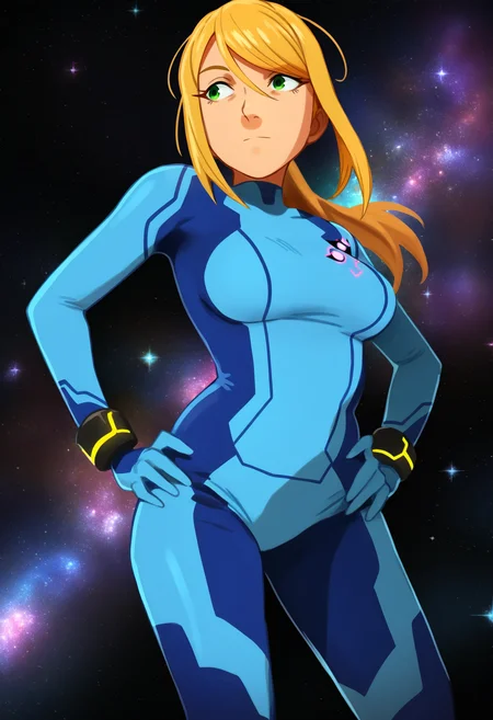 khyleri,
best quality, amazing quality, very aesthetic, absurdres,
BREAK
(black background, galaxy background, starry background:1.8)
1girl, samus aran, green eyes, blonde hair, medium hair, ponytail, sidelocks,
blue bodysuit,
standing, hands on hips, <lora:KhyleriNoobLocon_byKonan:1>