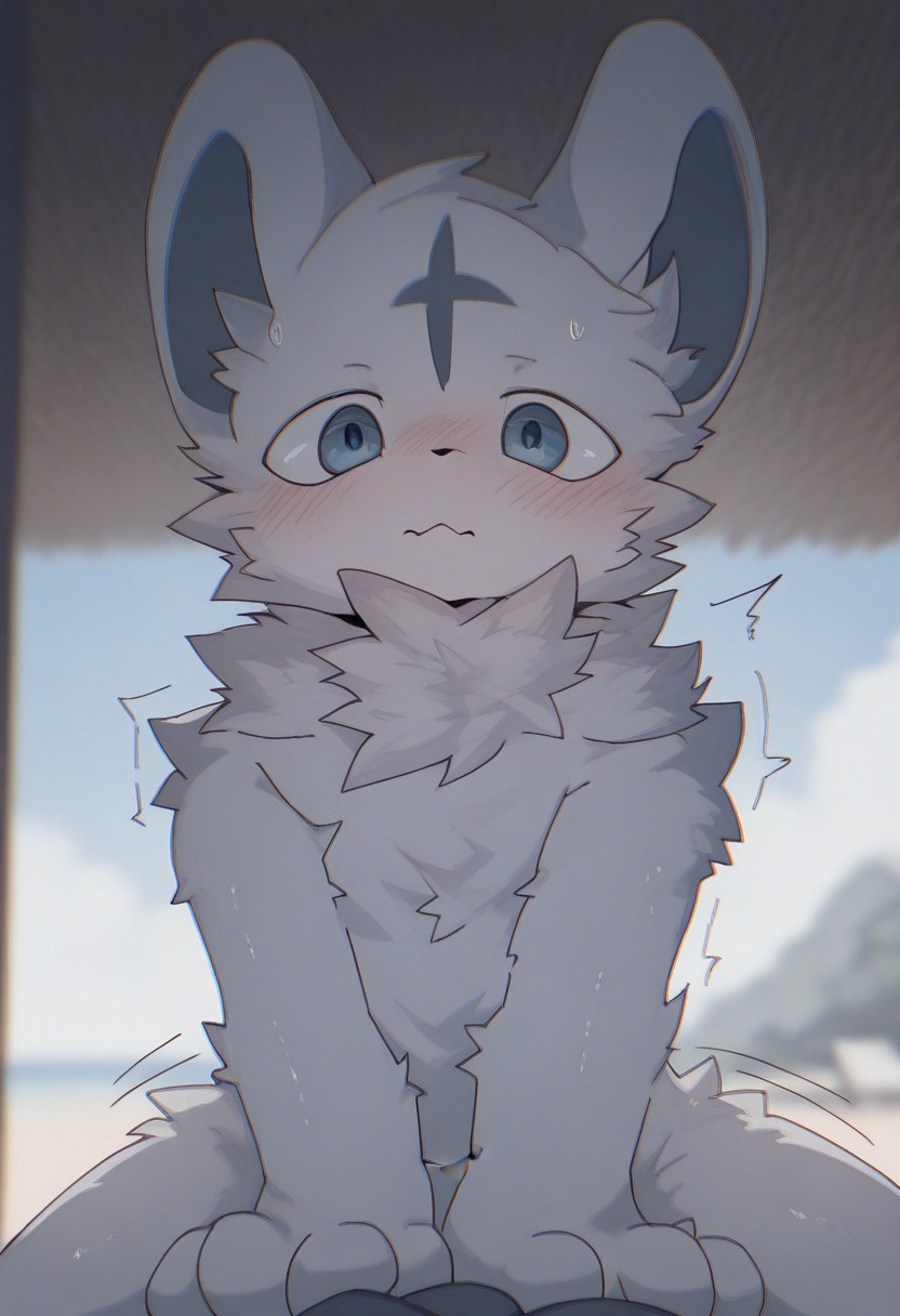 saramandaa (saramandaasan), yinfish r27, 1boy, furry, cute, kemono, summer, outside, masterpiece, best quality, amazing quality, chromatic aberration, motion lines, blurry