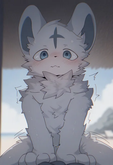 saramandaa (saramandaasan), yinfish r27, 1boy, furry, cute, kemono, summer, outside, masterpiece, best quality, amazing quality, chromatic aberration, motion lines, blurry