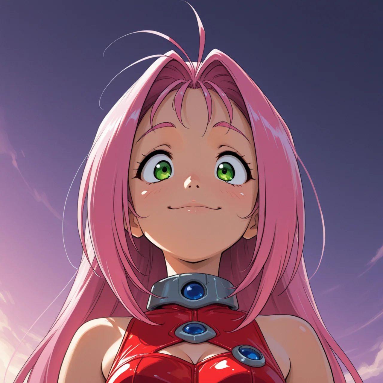 1girl, 
Mylene Jenius, Macross 7
official style, 
from below ,
smug 
comfortable  pose, 
wide eyed  
 <lora:DarkfireStyle11:1>