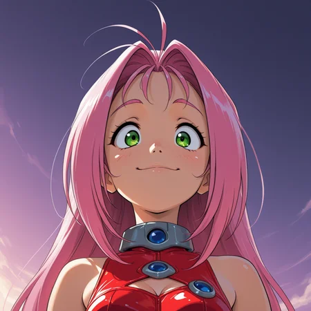 1girl, 
Mylene Jenius, Macross 7
official style, 
from below ,
smug 
comfortable  pose, 
wide eyed  
 <lora:DarkfireStyle11:1>