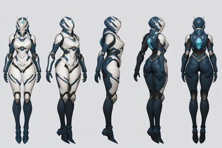 (GENERAL:0), mecha, robot, masterpiece, best quality, very aesthetic, absurdres, solo, standing,
(VIEWS:0),  full body character turnaround of mecha,
Multiple views of the same mecha,  (simple background, white background:1.2), multiple views, side view, back view, front view, 
,
mask, helmet,
Lion\(animals\)ï¼
Female Titan\(Attack on Titan\),
plate armor, power suit, alien,
android, cybersuit, upper armor, mechanical arms, machinery, prosthesis,
(bodyshape:0), Compact and muscular body,
(clothing:0), (glamorous mermaid gown with a strapless sweetheart neckline and intricate beading,:0.6), 
(grey  
holy  theme character design:1.1),
 <lora:MechTurnXLRemix_v1:.75>
 <lora:MechTurnXL_v1:.25>
<lora:ClothTurnXLRemix_v1-000004:.25>
 <lora:ClothTurnXL_v1-000004:0.25> 
<lora:CharTurnXL_v2:0.25>
 <lora:xl_more_art-full_v1:.25>,
 <lora:Alphonse Mucha Style:.1>, Alphonse Mucha Style page
 <lora:å½é£æç»SDXL:.1>