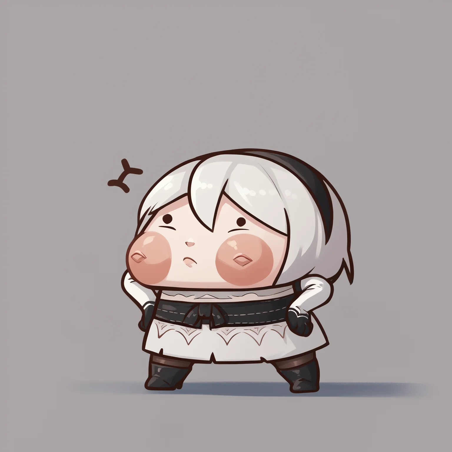 score_9, score_8_up, score_7_up, score_6_up, score_5_up, score_4_up, chibi, 1girl, yorha 2b, nier automata, solo, huge areolae, hands on hips, annoyed, simple background, full body
 <lora:Phdpigeon_ponyXL_v10:1> <lora:HugeAreolae_PonyXL_v10:1>