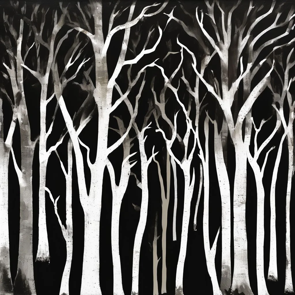 a happy trees and oaks in a black night sky in the style of expressive rustic oil painting, focus on the object, <lora:sdxl_lightning_8step_lora.safetensors:1.0>, <lora:add detail xl.safetensors:1.5>
