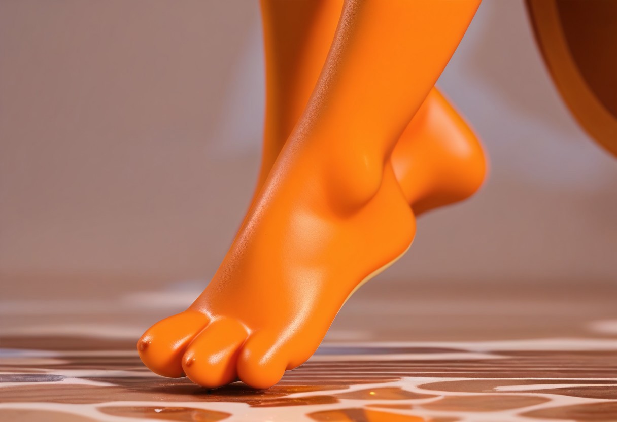 score_9, score_8_up, score_7_up, score_6_up, score_5_up, score_4_up, 1girl, furry female, kiff chatterley, orange squirrel, barefoot, orange feet, 3 toes, foot focus, close-up