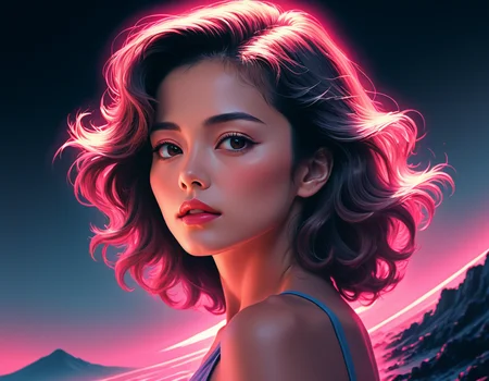 synthwave-galaxy,masterpiece, professional artwork, famous artwork, cinematic lighting, cinematic bloom, breathtaking scenery, upper body portrait of a beautiful woman lush digital painting , cinematic lighting and soft lighting high contrast and Zoom Blur and Shadow/Highlight Enhancement and Duotone Effect , , hard contours Yoshiyuki Tomino<lora:Synthwave_Galaxy:.8>