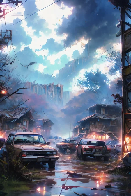((two tornadoes)), ((debris flying through the air)), destroyed houses, destroyed cars, hyper-realism, realistic, masterpiece, intricate details, best quality, highest detail, professional photography, detailed background, depth of field, insane details, intricate, aesthetic, photorealistic, extreme depth of field, Ultra HD, HDR, DTM, 8K, 
<lora:add_detail:1> <lora:20231114-1699945989034:0.8> Dark <lora:Wasteland:1> Wasteland, <lora:epi_noiseoffset2:1> epiCPhoto,