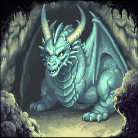 snes style,  ,portrait of dragon in a cave  <lora:snesSDXLv3.1:1>