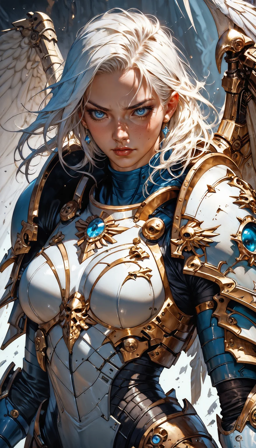score_9, score_8_up, score_7_up, 1girl, armor, weapon, wings, solo, shoulder armor, blue eyes, pauldrons, white hair, looking at viewer, power armor <lora:Expressive_H-000001:0.8>, expressiveH <lora:Fant5yP0ny:0.9> <lora:Pony_DetailV1.0:0.9>