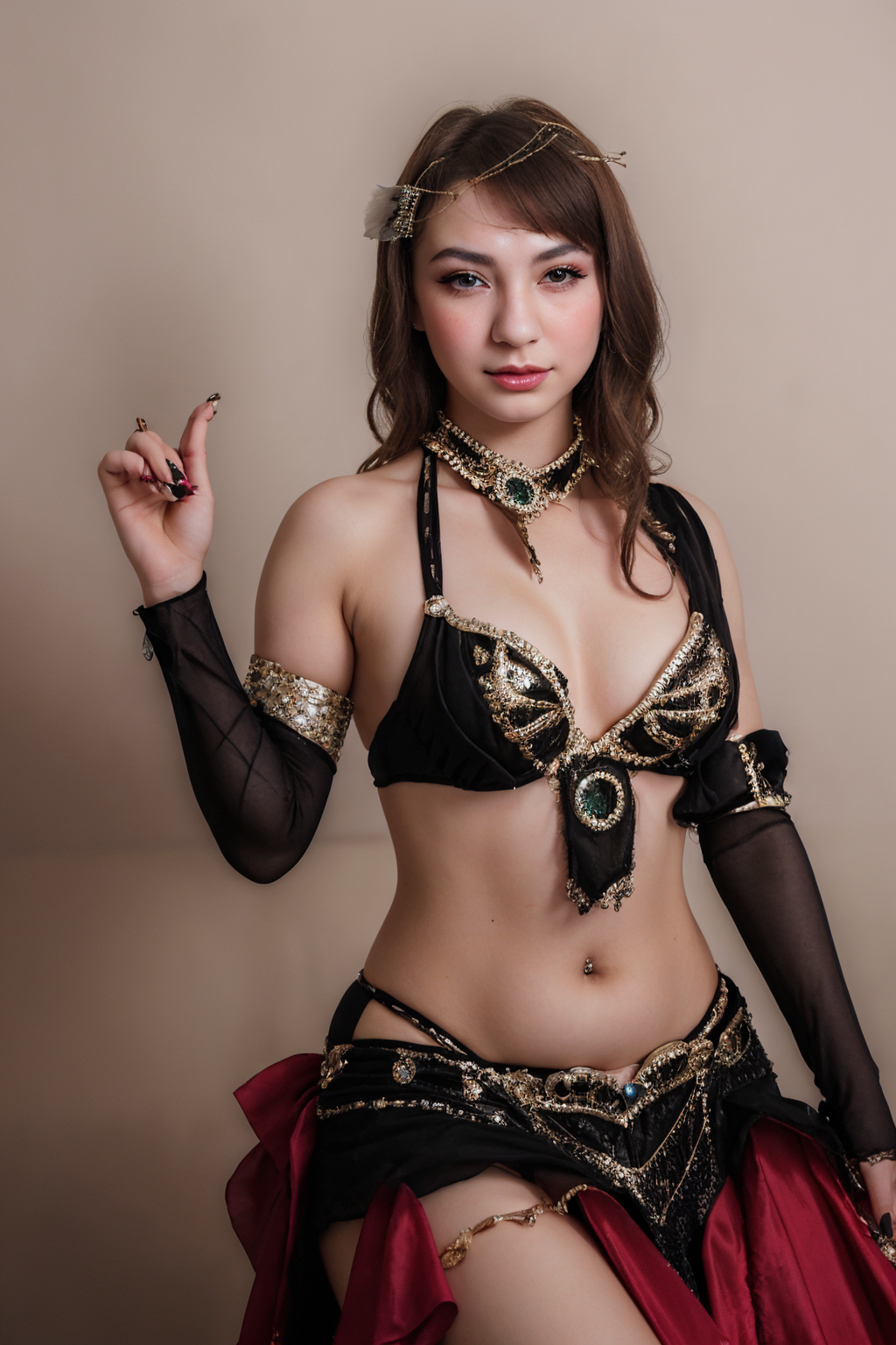 ((Glamour Portrait)),19 year old, woman, 1girl, solo, eye strain bellydancer,  <lora:bellydancer-v1.0:1>
