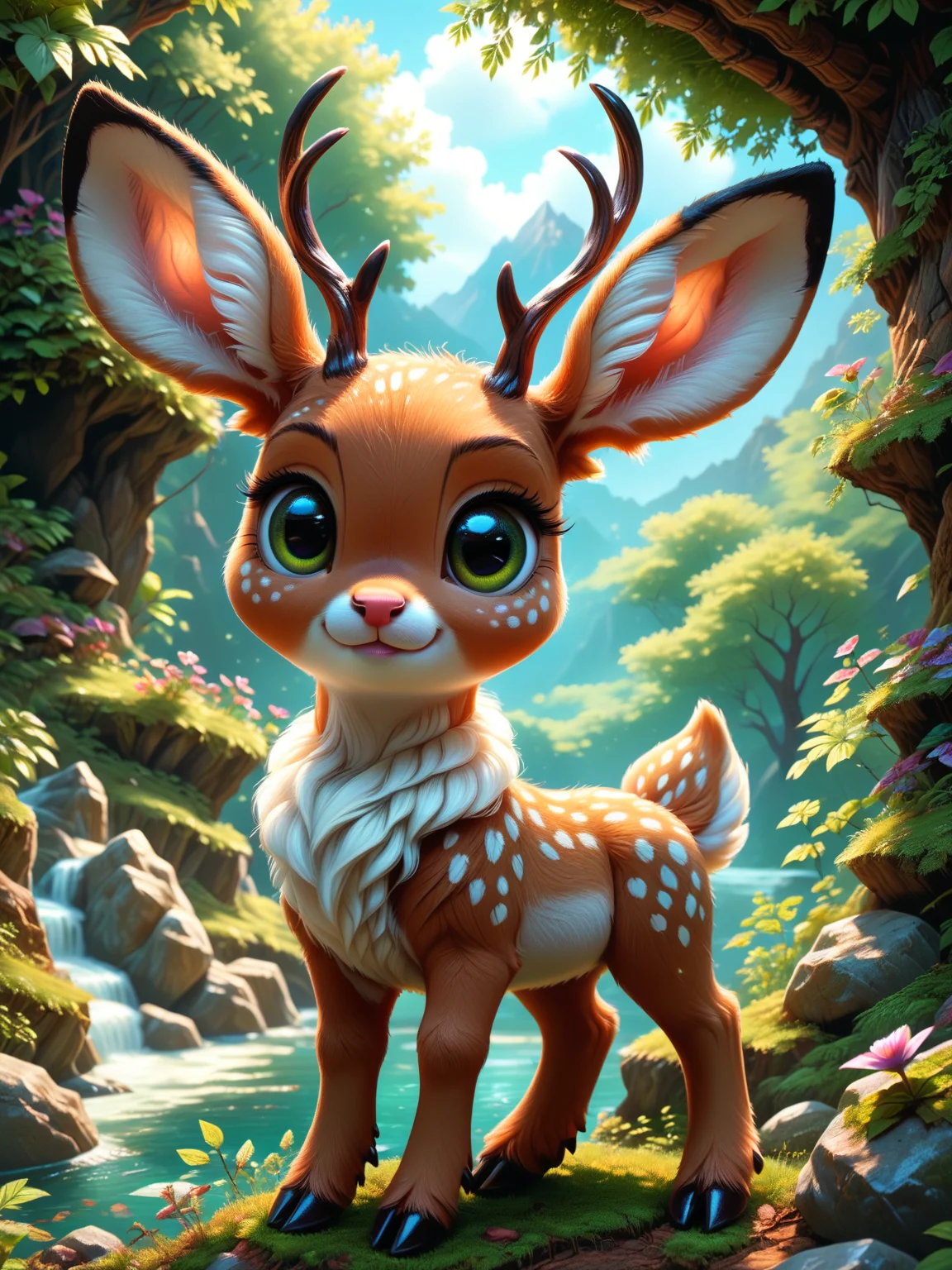 score_9, score_8_up, score_7_up,realistic, small rabbit_deer_hybrid, cute, rocky and lush Forrest, vivid colors, <lora:detailed_notrigger:1>, <lora:MJ52:0.6> <lora:xl_more_art-full_v1:0.6>, <lora:zhibi:1>