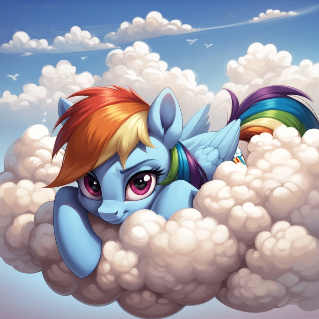 score_9, score_8_up, score_7_up, score_6_up, score_5_up, score_4_up, my little pony, ((feral pony)), Rainbow Dash, 1girl, ((solo)), (sexy), beautiful, detailed, (detailed cute pony face), detailed eyes, detailed fur, detailed hooves, beautiful, vector, flat colors, (abstract background, clouds:1.8), (looking at you, looking at viewer:1.5), cute, adorable, (close-up), (face focus), upper view