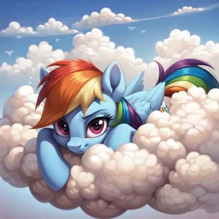 score_9, score_8_up, score_7_up, score_6_up, score_5_up, score_4_up, my little pony, ((feral pony)), Rainbow Dash, 1girl, ((solo)), (sexy), beautiful, detailed, (detailed cute pony face), detailed eyes, detailed fur, detailed hooves, beautiful, vector, flat colors, (abstract background, clouds:1.8), (looking at you, looking at viewer:1.5), cute, adorable, (close-up), (face focus), upper view