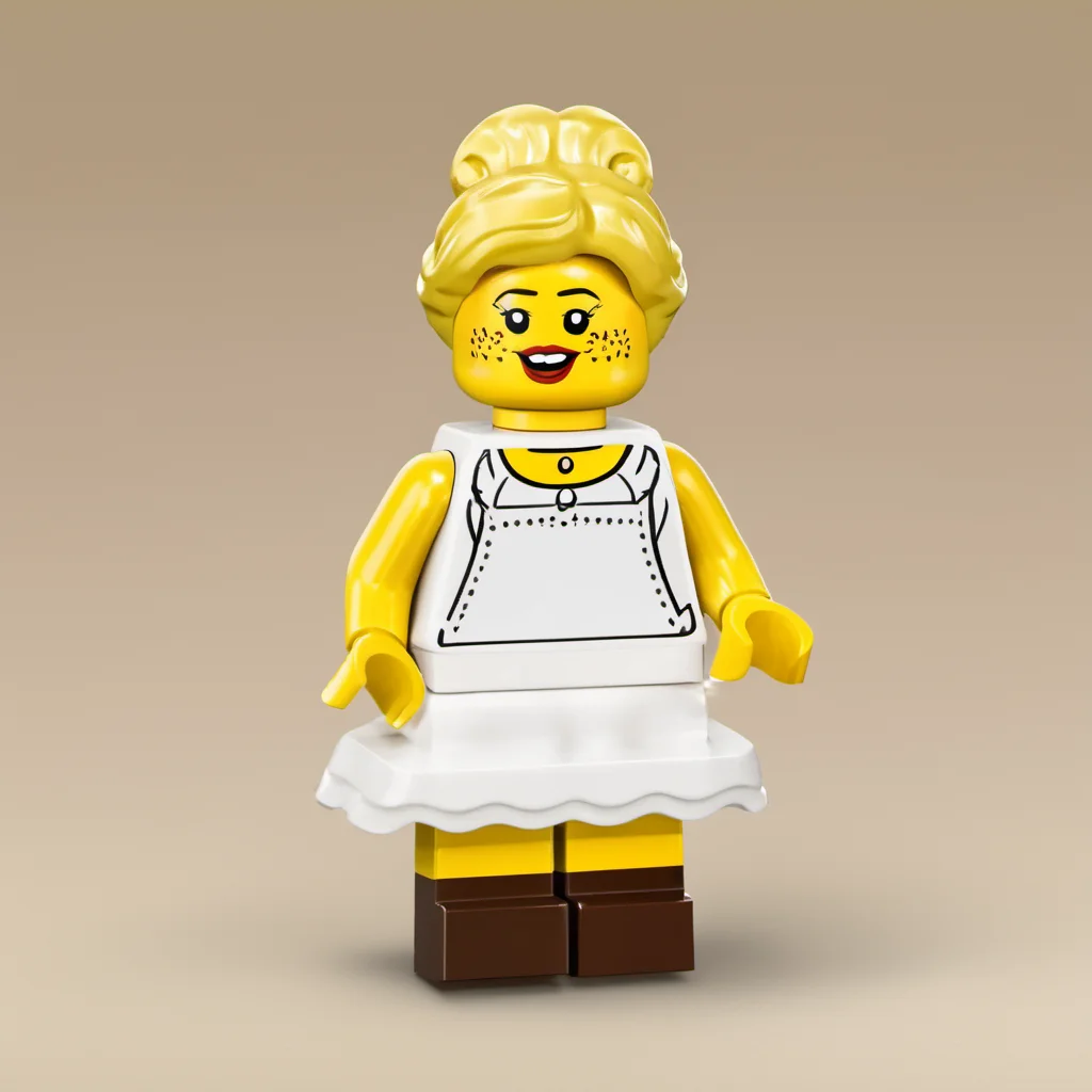 lego minifig a blonde woman wearing a white sundress<lora:legominifig-v1.0-000003:0.8>
