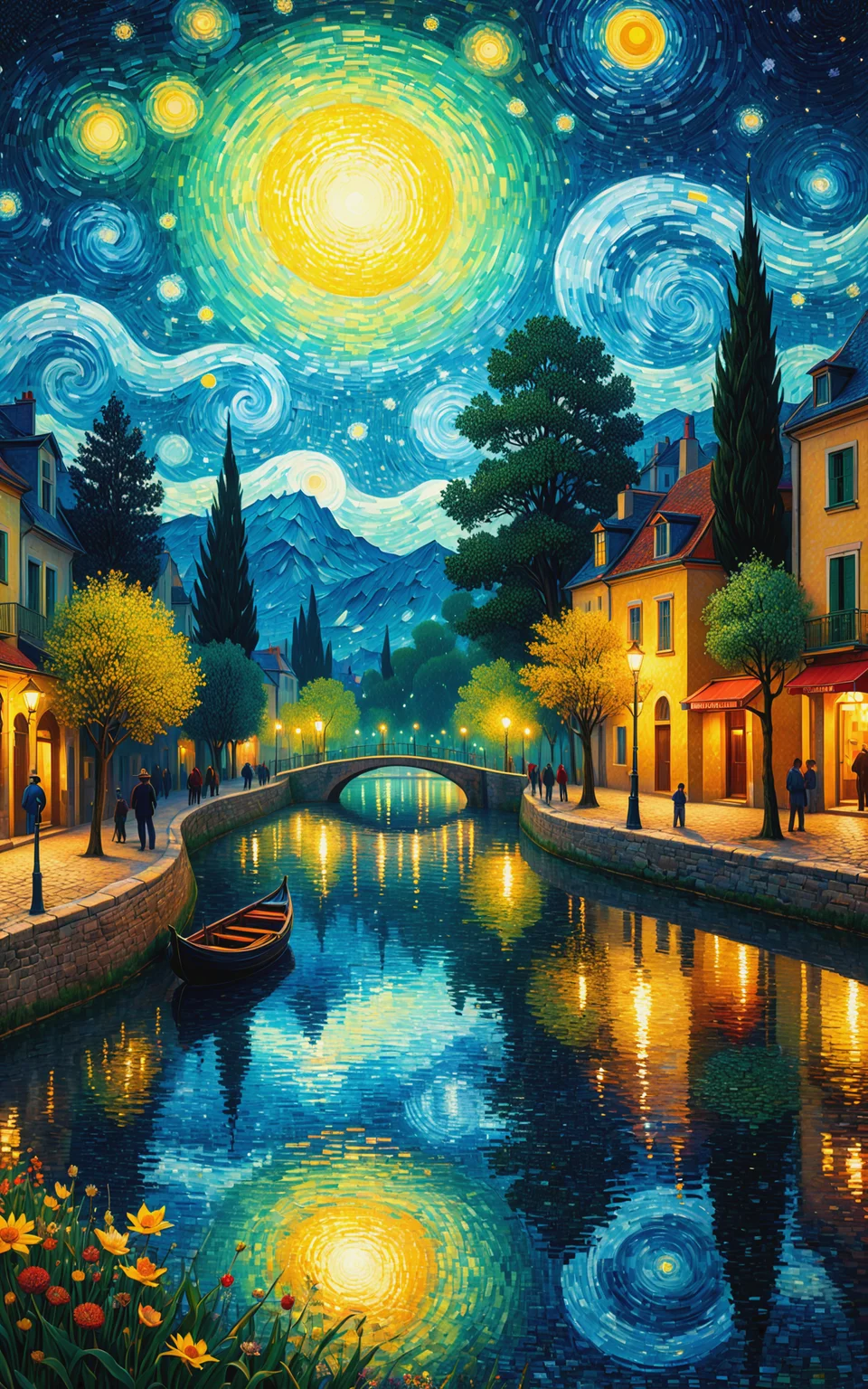 Serene Celestial Symphony: Double exposure, magical masterpiece, supreme quality, detailed panorama blending the pointillism of Seurat with the vivid color palette of Van Gogh, 2D, tranquil, vintage serenity, celestial dreamscape, storybook detailed illustration, cinematic, ultra-highly detailed, tiny harmonious details, mystical, breathtaking., ultra hd, realistic, vivid colors, highly detailed, UHD drawing, pen and ink, perfect composition, beautiful detailed intricate insanely detailed octane render trending on artstation, 8k artistic photography, photorealistic concept art, soft natural volumetric cinematic perfect light<lora:xl_more_art-full_v1:0.4>