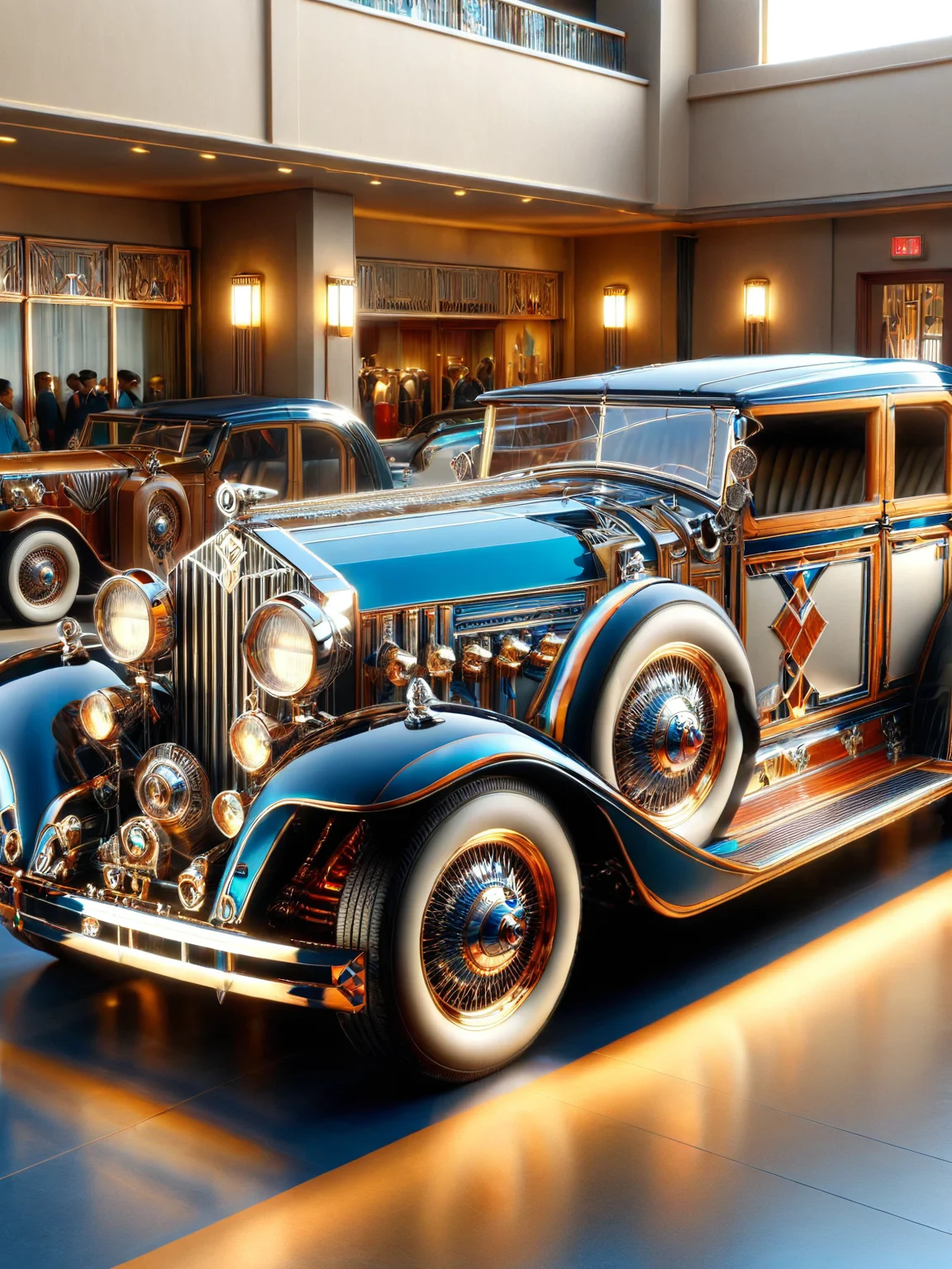 ais-artdeco, a vintage car show <lora:Art_Deco_Style_SDXL:1>