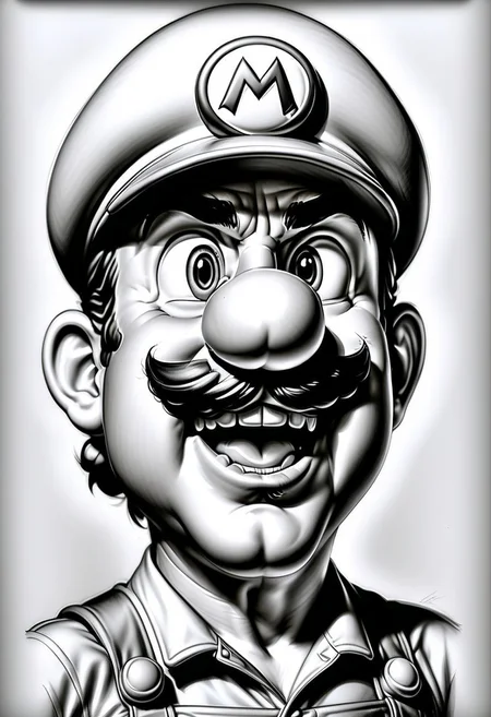 super mario made out of Jed-Pen , <lora:PencilDrawingStyle:0.7>