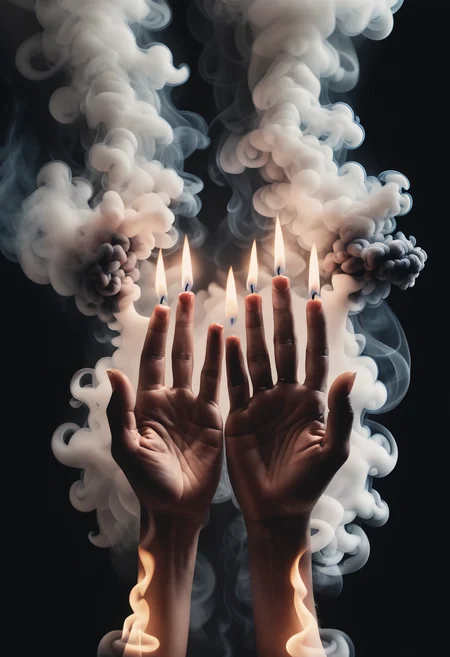 1hand, fingers as candles, surrounded by smoke
<lora:dvr-smk-sdxl:1>