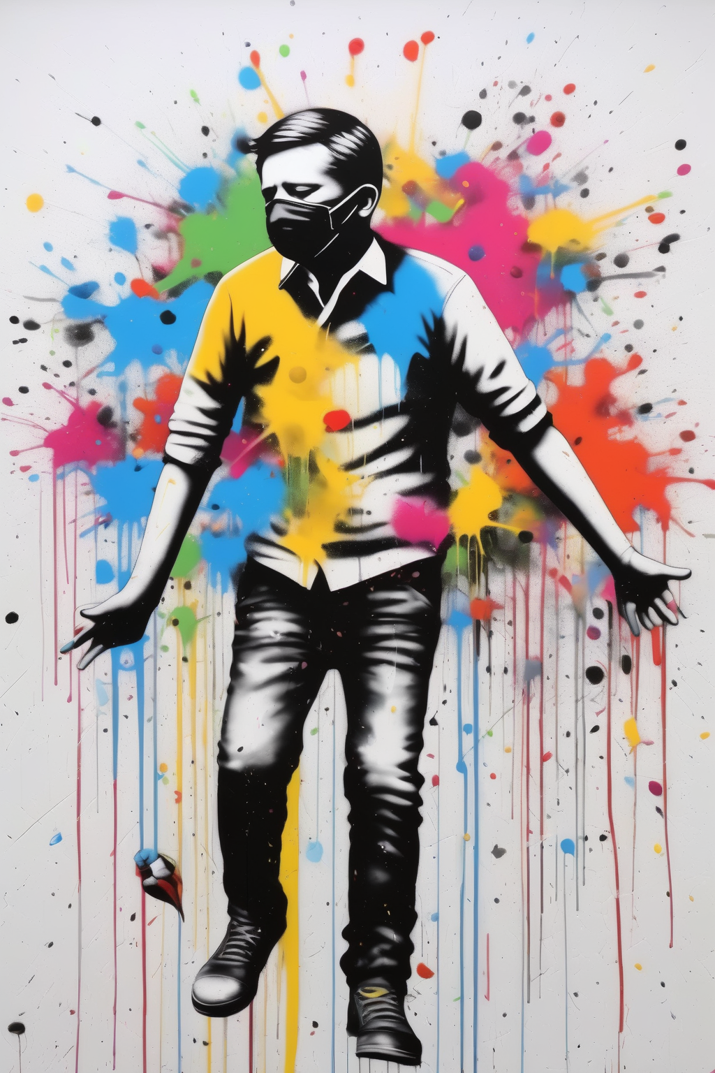 <lora:Martin Whatson Style:1>Martin Whatson Style - black and white contemporary art with splashes of vibrant color