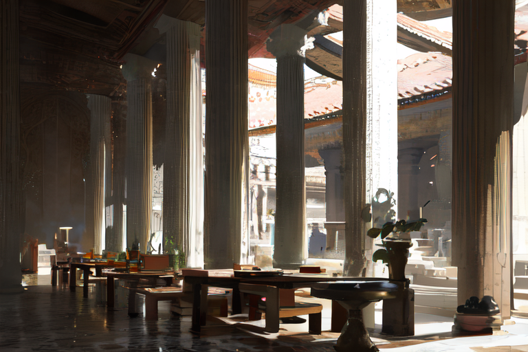 highly insanely detailed, masterpiece, top quality, best quality, highres, 4k, 8k, RAW photo, (very aesthetic, beautiful and aesthetic),  
Ancient Roman Interior Design,RomInt,ancient_roman_dining_room,Triclinium,ancient_roman_atrium,compluvium,impluvium, 
<lora:RomanInterior-10:1>, 
(1girl:1.3), 
1other, 
(dark_skin,tan_skin,tanned skin,dark skin,dark-skinned,black-skinned,bronze skin,bronzed skin,cinematic Bronze tan tanning skin tone:1.1), 
, 
, 
large white airplane with carbon-fiber fuselage, turboprop engines, multiple decks, metallic accents,LED lighting,black and white background, 
,âââ