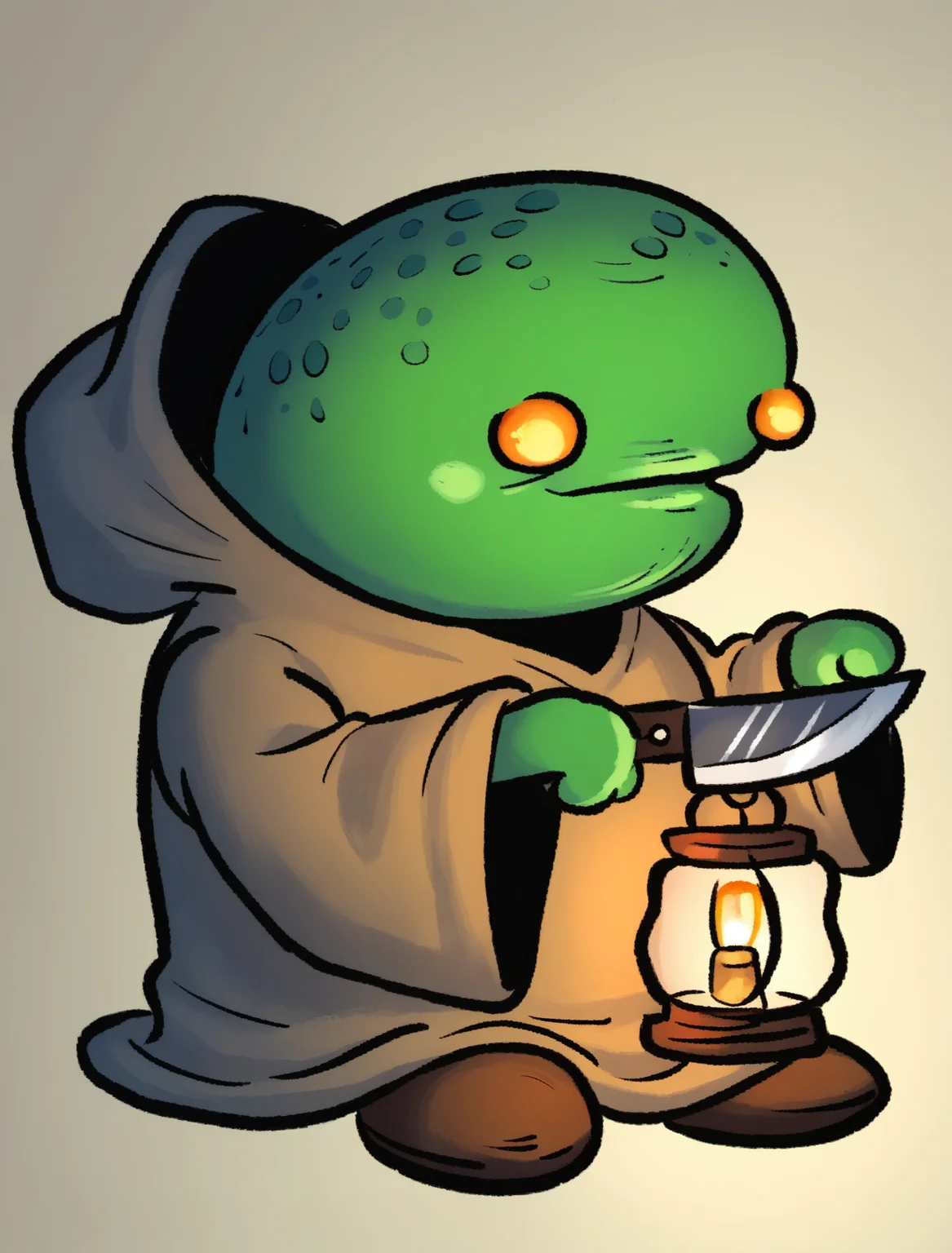 score_9, score_8_up, score_7_up, solo, BREAK, 1boy, full body
<lora:goobustest:1>, goobus, cartoon, doobus, colorful, human, <lora:tonberry:.7> tonberry, holding knife, hood, robe,h olding lantern, green skin